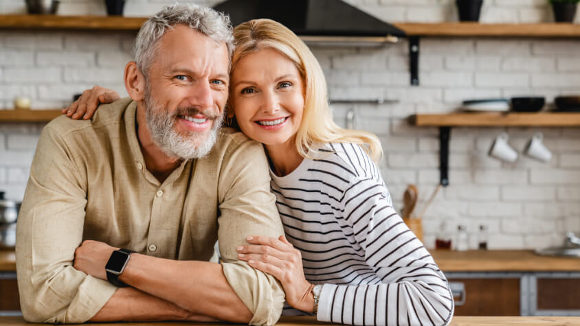 Man and woman smiling
