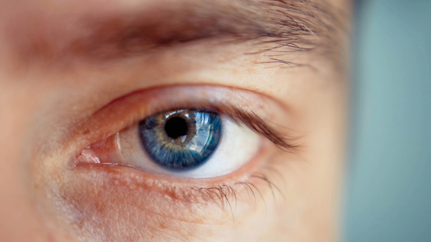A man's blue eye